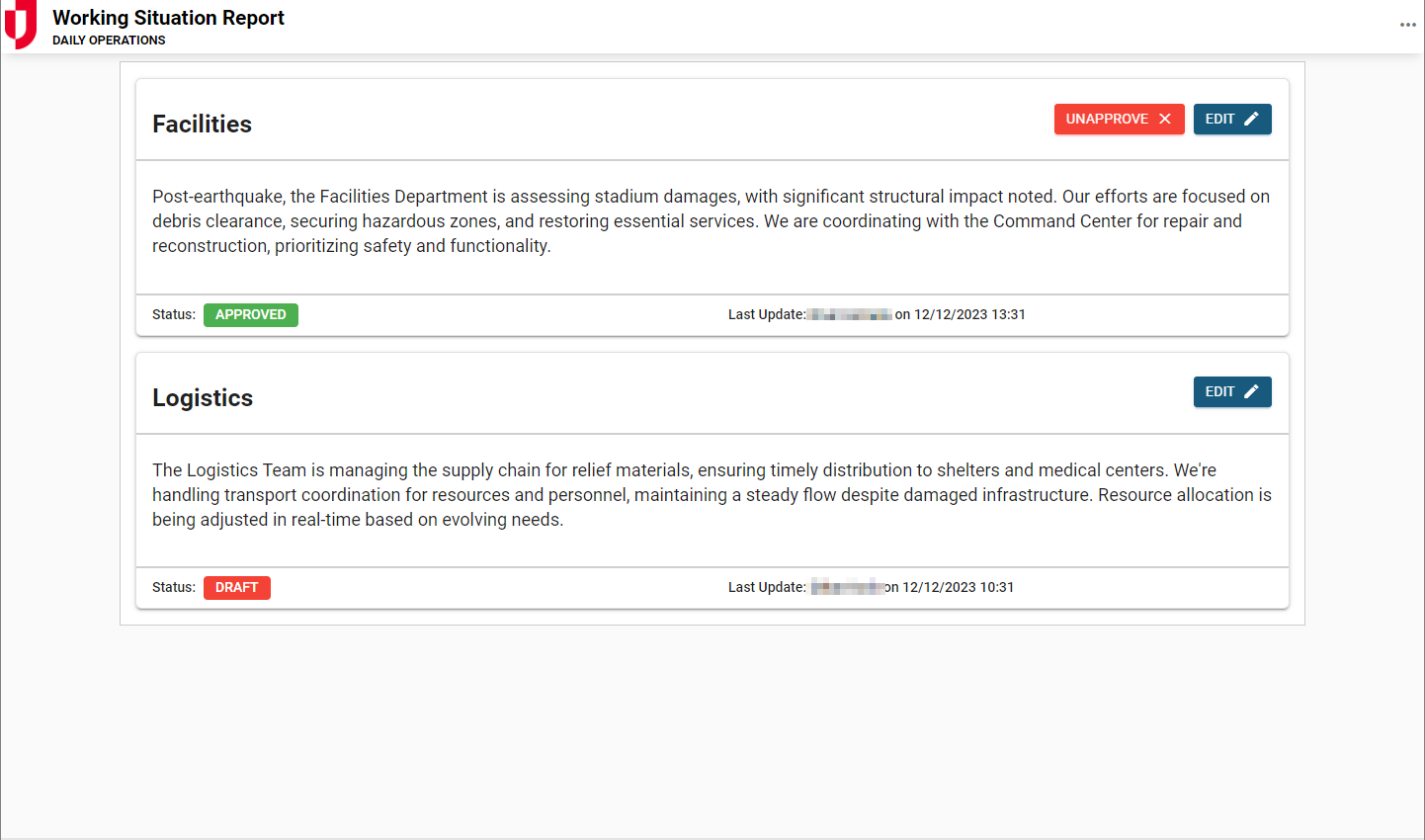 Situation Report Approver